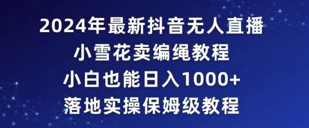 2024年抖音最新无人直播小雪花卖编绳项目，小白也能日入1000+落地实操保姆级教程【揭秘】-瀚海资源库