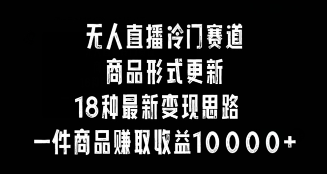无人直播冷门赛道，商品形式更新，18种变现思路，一件商品赚取收益10000+【揭秘】-瀚海资源库