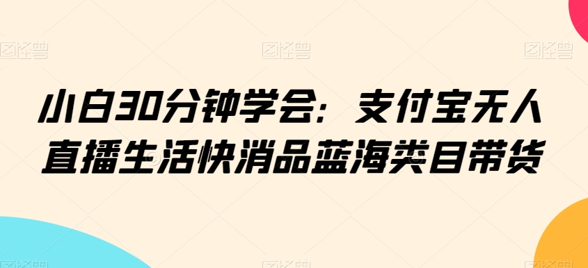 小白30分钟学会：支付宝无人直播生活快消品蓝海类目带货【揭秘】-瀚海资源库