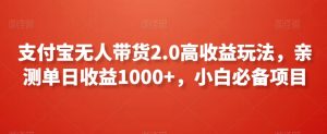 支付宝无人带货2.0高收益玩法，亲测单日收益1000+，小白必备项目【揭秘】-瀚海资源库