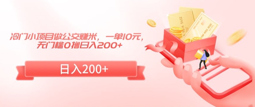 冷门小项目做公交赚米，一单10元，无门槛0撸日入200+【揭秘】-瀚海资源库