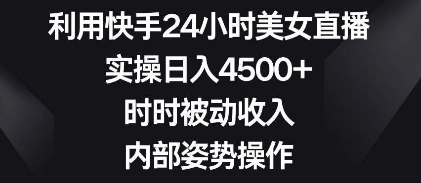 利用快手24小时美女直播，实操日入4500+，时时被动收入，内部姿势操作【揭秘】-瀚海资源库