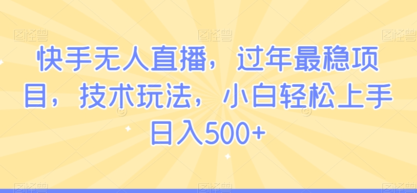 快手无人直播，过年最稳项目，技术玩法，小白轻松上手日入500+【揭秘】-瀚海资源库