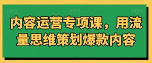 内容运营专项课，用流量思维策划爆款内容-瀚海资源库