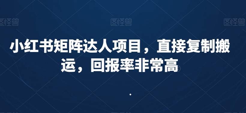 小红书矩阵达人项目，直接复制搬运，回报率非常高-瀚海资源库