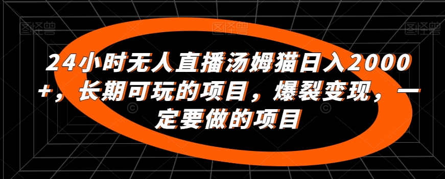 24小时无人直播汤姆猫日入2000+，长期可玩的项目，爆裂变现，一定要做的项目【揭秘】-瀚海资源库