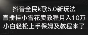 抖音全民k歌5.0新玩法，直播挂小雪花卖教程月入10万，小白轻松上手，保姆及教程来了【揭秘】-瀚海资源库