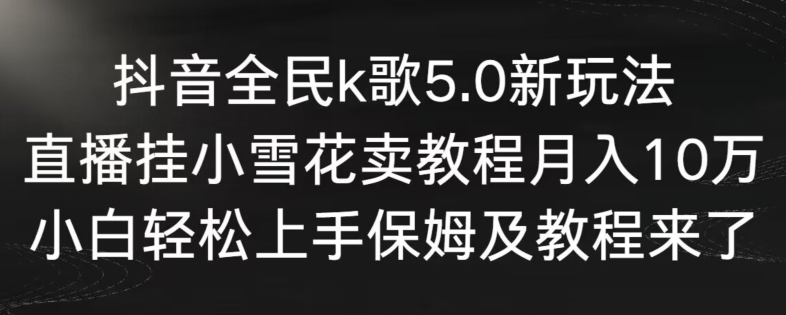 抖音全民k歌5.0新玩法，直播挂小雪花卖教程月入10万，小白轻松上手，保姆及教程来了【揭秘】-瀚海资源库