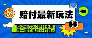 超级维权2.0全新玩法，2024赔付全思路职业打假一部手机搞定【仅揭秘】-瀚海资源库