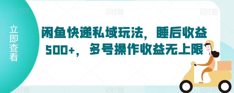 闲鱼快递私域玩法，睡后收益500+，多号操作收益无上限【揭秘】-瀚海资源库