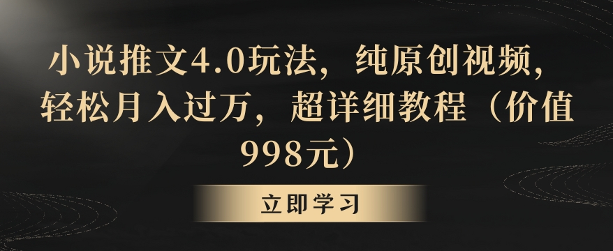 小说推文4.0玩法，纯原创视频，轻松月入过万，超详细教程（价值998元）【揭秘】-瀚海资源库