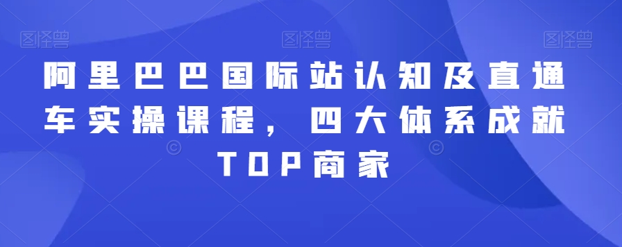 阿里巴巴国际站认知及直通车实操课程，四大体系成就TOP商家-瀚海资源库
