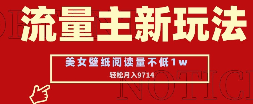流量主新玩法，美女壁纸和头像，阅读量不低于1w，月入9741【揭秘】-瀚海资源库