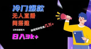 冷门爆款直播间手把手搭建，流量巨大，日入3k+【揭秘】-瀚海资源库
