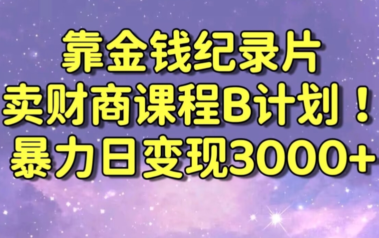 财经纪录片联合财商课程的变现策略，暴力日变现3000+，喂饭级别教学【揭秘】-瀚海资源库