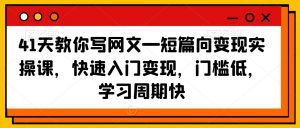 41天教你写网文—短篇向变现实操课,快速入门变现,门槛低,学习周期快-瀚海资源库
