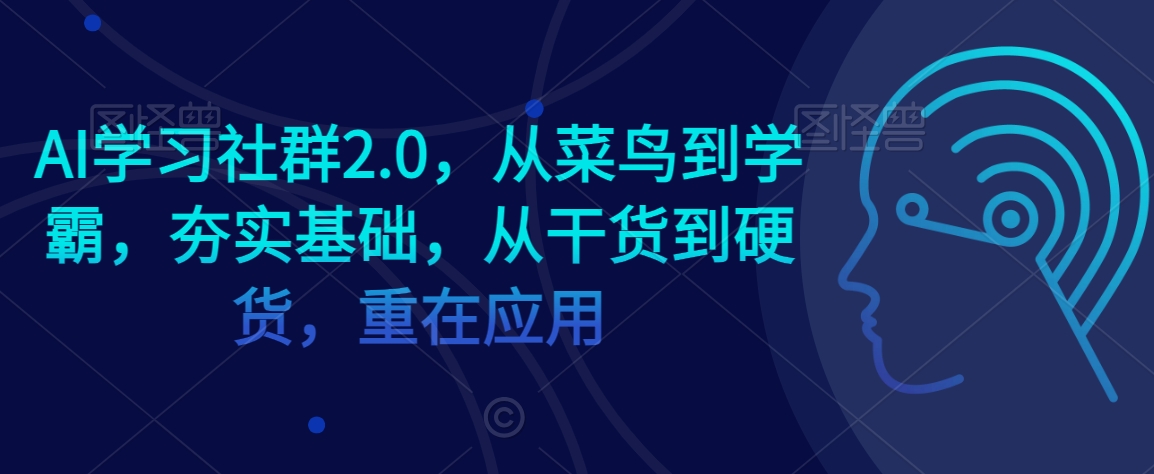 AI学习社群2.0，从菜鸟到学霸，夯实基础，从干货到硬货，重在应用-瀚海资源库