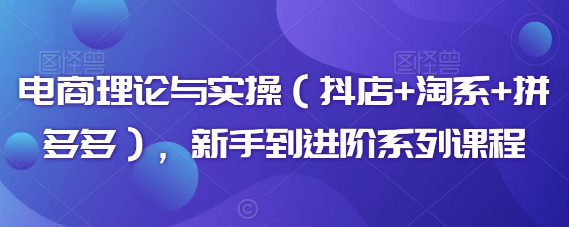 电商理论与实操（抖店+淘系+拼多多），新手到进阶系列课程-瀚海资源库