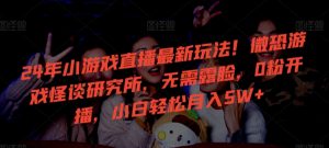 24年小游戏直播最新玩法！微恐游戏怪谈研究所，无需露脸，0粉开播，小白轻松月入5W+【揭秘】-瀚海资源库