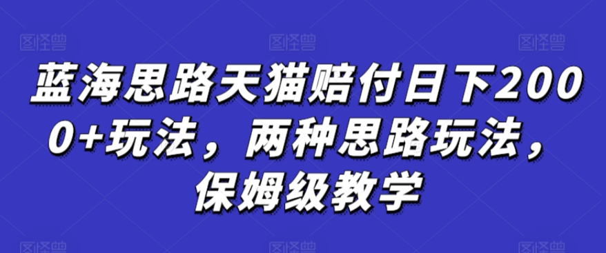 蓝海思路天猫赔付日下2000+玩法，两种思路玩法，保姆级教学【仅揭秘】-瀚海资源库