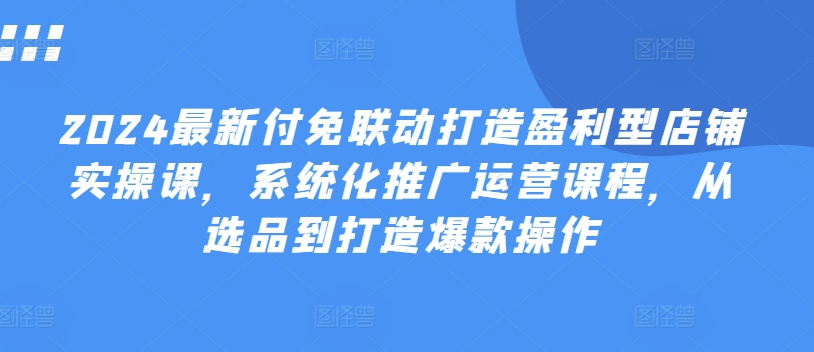 2024最新付免联动打造盈利型店铺实操课，​系统化推广运营课程，从选品到打造爆款操作-瀚海资源库
