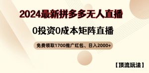 【顶流玩法】拼多多免费领取1700红包、无人直播0成本矩阵日入2000+【揭秘】-瀚海资源库