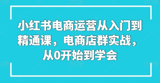 小红书电商运营从入门到精通课，电商店群实战，从0开始到学会-瀚海资源库