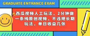 西瓜视频写字玩法，2分钟做一条纯原创视频，不违规长期玩法，单日收益几张-瀚海资源库