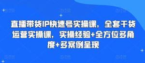 直播带货IP快速号实操课，全套干货运营实操课，实操经验+全方位多角度+多案例呈现-瀚海资源库