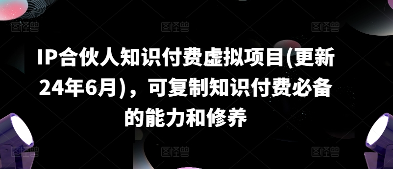 IP合伙人知识付费虚拟项目(更新24年6月)，可复制知识付费必备的能力和修养-瀚海资源库
