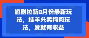 短剧拉新8月份最新玩法，挂羊头卖狗肉玩法，发就有收益-瀚海资源库