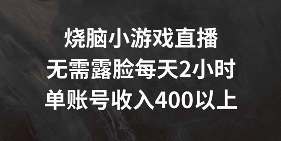 烧脑小游戏直播，无需露脸每天2小时，单账号日入400+【揭秘】-瀚海资源库