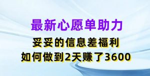 最新心愿单助力，妥妥的信息差福利，两天赚了3.6K【揭秘】-瀚海资源库