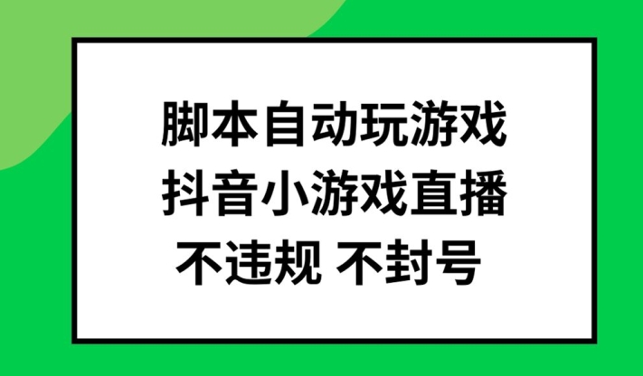 脚本自动玩游戏，抖音小游戏直播，不违规不封号可批量做【揭秘】-瀚海资源库