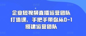 企业短视频直播运营团队打造课，手把手带你从0-1搭建运营团队-瀚海资源库