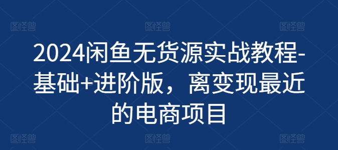 2024闲鱼无货源实战教程-基础+进阶版，离变现最近的电商项目-瀚海资源库