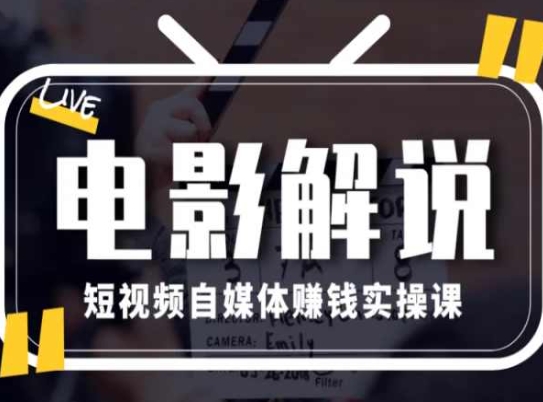 电影解说短视频自媒体赚钱实操课，教你做电影解说短视频，月赚1万-瀚海资源库