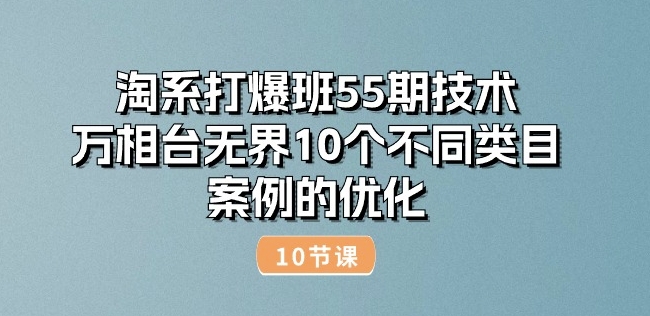淘系打爆班55期技术：万相台无界10个不同类目案例的优化(10节)-瀚海资源库