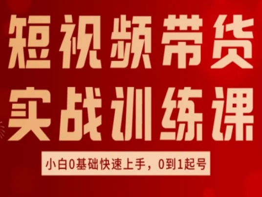 短视频带货实战训练课，好物分享实操，小白0基础快速上手，0到1起号-瀚海资源库