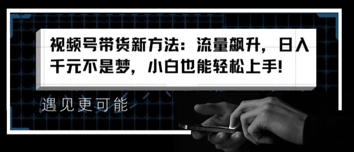 视频号带货新方法：流量飙升，日入千元不是梦，小白也能轻松上手【揭秘】-瀚海资源库
