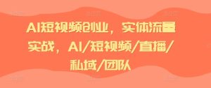 AI短视频创业,实体流量实战,AI/短视频/直播/私域/团队-瀚海资源库