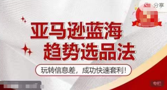 【训练营】亚马逊蓝海趋势选品法，玩转信息差，成功快速套利-瀚海资源库