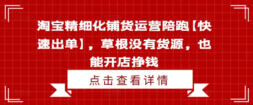 淘宝精细化铺货运营陪跑【快速出单】，草根没有货源，也能开店挣钱-瀚海资源库