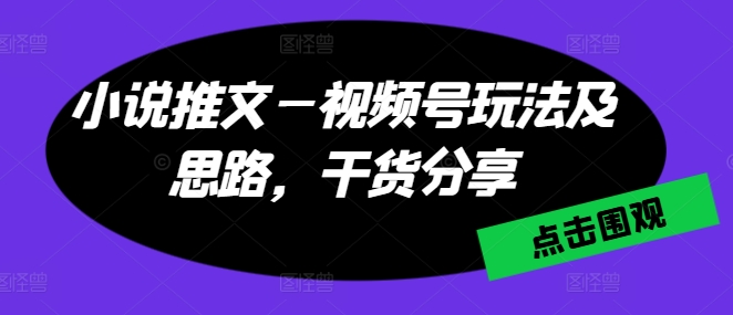 小说推文—视频号玩法及思路，干货分享-瀚海资源库