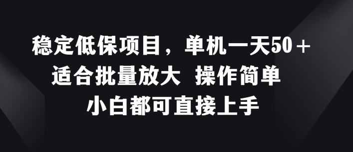 稳定低保项目，单机一天50+适合批量放大 操作简单 小白都可直接上手【揭秘】-瀚海资源库