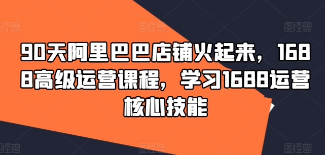 90天阿里巴巴店铺火起来，1688高级运营课程，学习1688运营核心技能-瀚海资源库