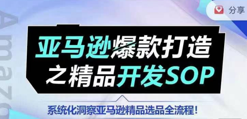 【训练营】亚马逊爆款打造之精品开发SOP，系统化洞察亚马逊精品选品全流程-瀚海资源库