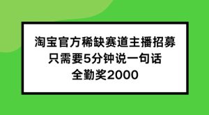 淘宝官方稀缺赛道主播招募 ,只需要5分钟说一句话, 全勤奖2000【揭秘】-瀚海资源库