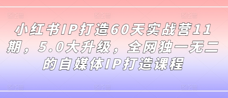 小红书IP打造60天实战营11期，5.0大升级，全网独一无二的自媒体IP打造课程-瀚海资源库