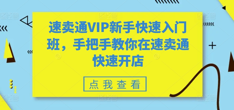 速卖通VIP新手快速入门班，手把手教你在速卖通快速开店-瀚海资源库